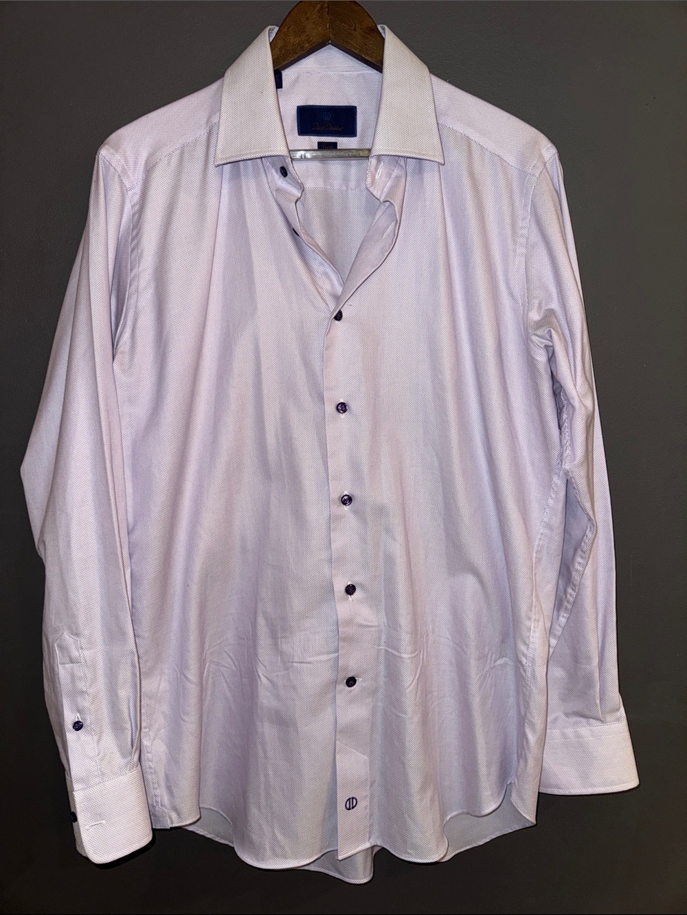 David Donahue Men's Purple Dress Shirt with Dark Buttons